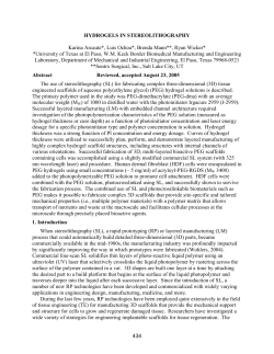Hydrogels in Stereolithography 434