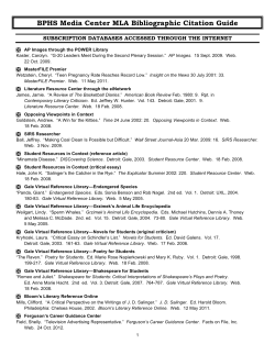 BPHS Media Center MLA Bibliographic Citation Guide 10-24-12