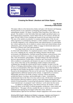 Crossing the Street: Literature and Urban Space