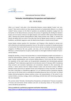 International Summer School &ldquo;Animalia: Interdisciplinary