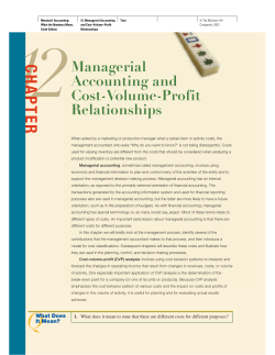Managerial Accounting and Cost-Volume