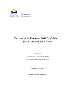 Derivation of Proposed 2007 Draft Matrix Soil Standards for Barium