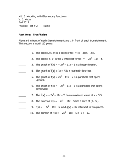 M110 Modeling with Elementary Functions
