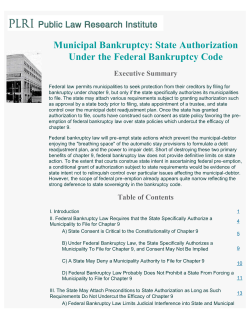 Municipal Bankruptcy: State Authorization Under The Federal