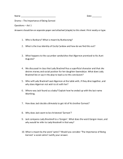 Drama &ndash; The Importance of Being Earnest Questions &ndash; Act 1