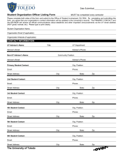 Student Organization Officer Listing Form The University of Toledo