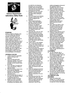 Lab Safety Information - Please Read