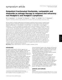 Outpatient fractionated ifosfamide, carboplatin and etoposide as