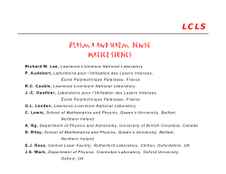 Plasm a and Warm Dense Matter Studies