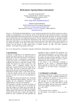 Hydrometer-Spring balance instrument