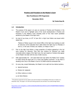 Practice and Procedure in the Master`s Court &ldquo;Notices