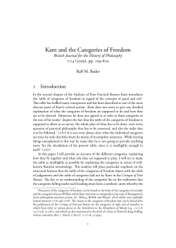 Kant and the Categories of Freedom