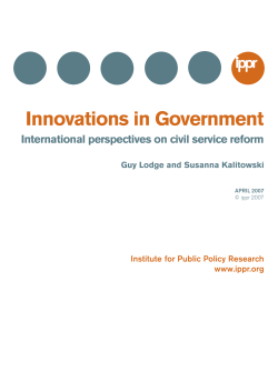 Innovations in government: International perspectives on civil