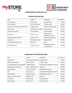 independent bestseller list overall bestsellers canadian fiction