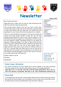 Newsletter - The Federation of Fairfield Infant and Colneis Junior