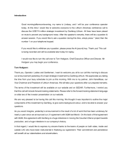 Introduction: Good morning/afternoon/evening, my name is Lindsay