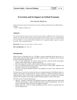 Terrorism and its Impact on Global Economy Irina Gabriela Rădulescu