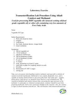 Transesterification Lab Procedure Using Alkali Catalyst and Methanol
