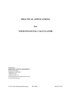 PRACTICAL APPLICATIONS For YOUR FINANCIAL