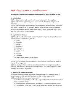 Code of good practice on sexual harassment