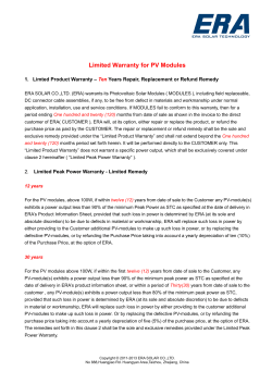 Limited Warranty ERA Solar