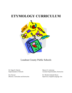 etymology curriculum - Loudoun County Public Schools