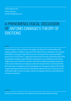 a phenomenological discussion of antonio damasio`s theory of