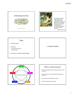 Undertaking Semiotics Today 1. Textual Analysis What is