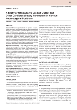 A Study of Noninvasive Cardiac Output and Other