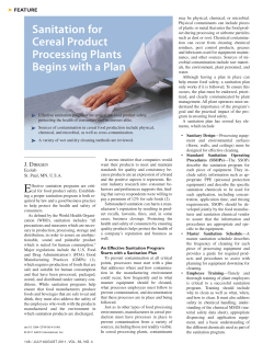 Sanitation for Cereal Product Processing Plants Begins with a Plan