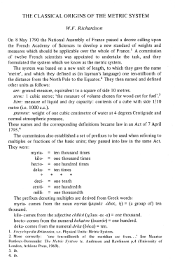 THE CLASSICAL ORIGINS OF THE METRIC SYSTEM