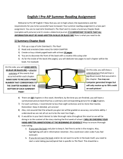 English I Pre-AP Summer Reading Assignment