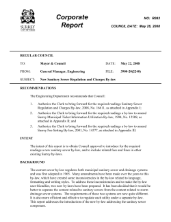 R083: New Sanitary Sewer Regulation and Charges
