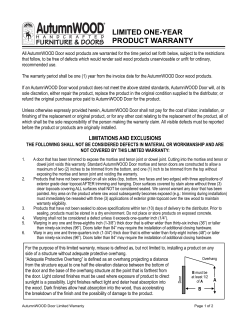 AutumnWOOD Door Limited Product Warranty