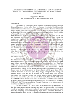 a symbolic character of aslan the great lion in cs lewis` novel the
