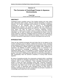 Session 9 The Corrosion of Centrifugal Pumps in Aqueous