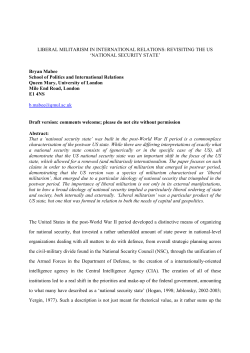 Liberal Militarism and the National Security State - BISA
