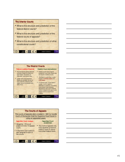 The Inferior Courts &bull; What is the structure and jurisdiction of the