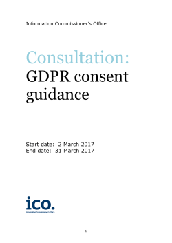 GDPR Consent Guidance for Consultation