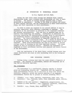 AN INTRODUCTION TO TERRESTRIAL ECOLOGY by DA English