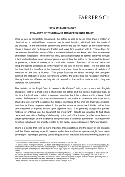 FORM OR SUBSTANCE? INVALIDITY OF TRUSTS (AND