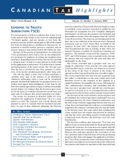 Highlights - Canadian Tax Foundation