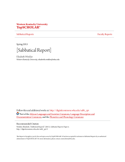 Sabbatical Report - TopSCHOLAR