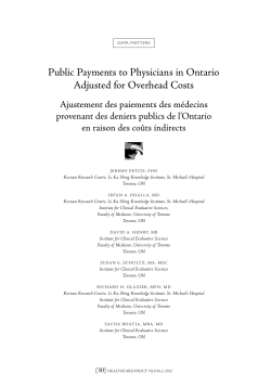 Public Payments to Physicians in Ontario Adjusted for Overhead Costs
