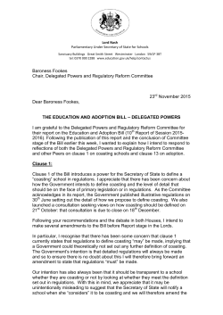 Baroness Fookes Chair, Delegated Powers and Regulatory Reform