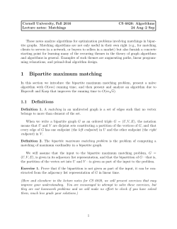 Notes on matchings - Cornell Computer Science