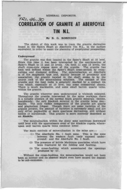 correlation of granite at aberfoyle tin nl