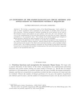 AN EXTENSION OF THE HARDY-RAMANUJAN CIRCLE METHOD