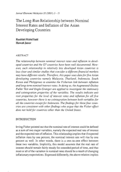 The Long-Run Relationship between Nominal Interest Rates and