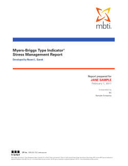 Myers-Briggs Type Indicator&reg; Stress Management Report